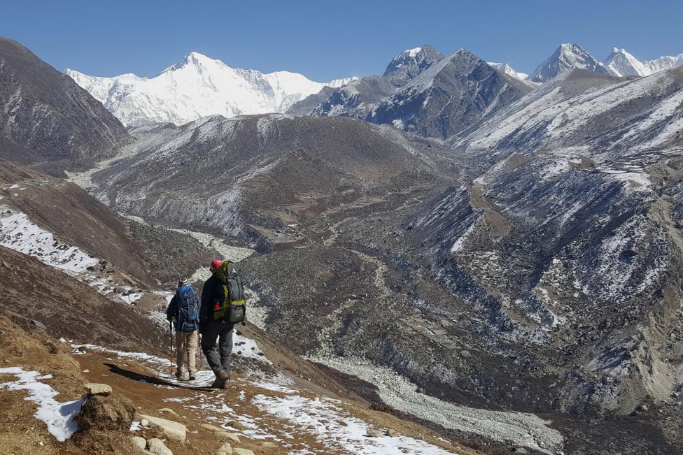 People trek in the Khumbu Valley in the Everest region of Nepal