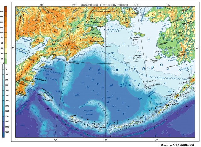 Берингово море на карте
