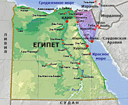 Синайский полуостров на карте