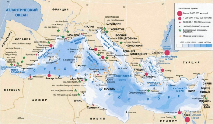 Средиземное море. Где находится, глубина, острова, моря, курорты, страны